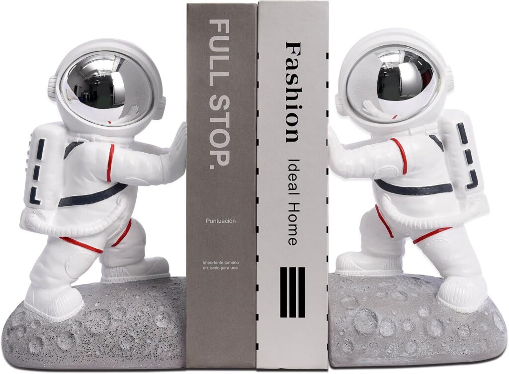 Space Theme Bookends,Astronaut Decorative Book Ends for Kids