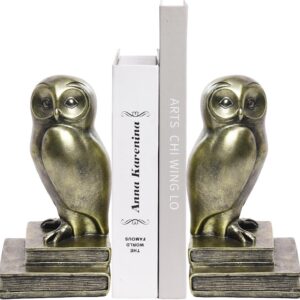 Book Ends for Shelves, Owl Decorative Bookends Bronze Bird Book Stopper Unique Kids Book Holders with Anti-Slip Base Lux
