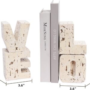 Book Ends Decorative with Love Design,Small Farmhouse Heavy Duty Bookends